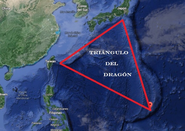 Mapa Triángulo del Dragón - Océano Pacífico